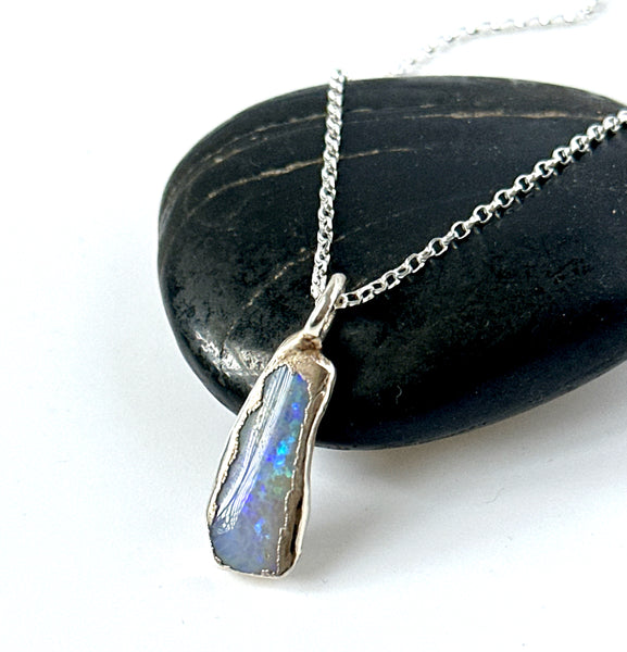 Lightning Ridge Opal Silver Pendant Necklace