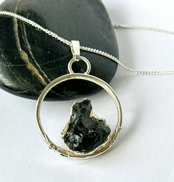 Moldavite Silver Pendant Necklace