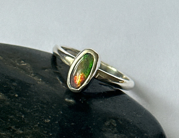 Black Opal Sterling Silver Ring