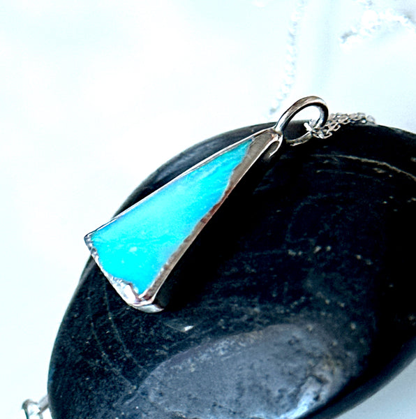 Opal Silver & Copper Formed Pendant Necklace