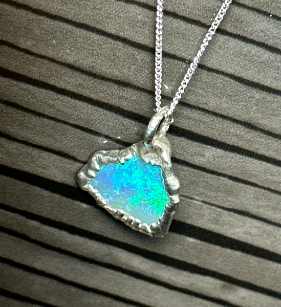 Lightning Ridge Opal Silver Pendant Necklace