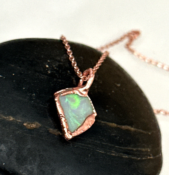 Coober Pedy Opal Rose Gold Pendant Necklace