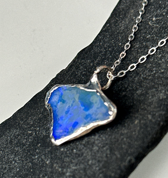 Mintabie Opal Silver Formed Pendant Necklace