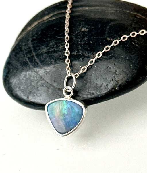Mintabie Opal Sterling Silver Pendant Necklace