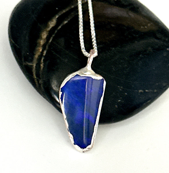 Crystal Black Opal Silver Pendant Necklace