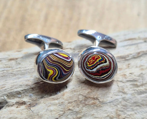 Corvette Fordite Sterling Silver Cufflinks
