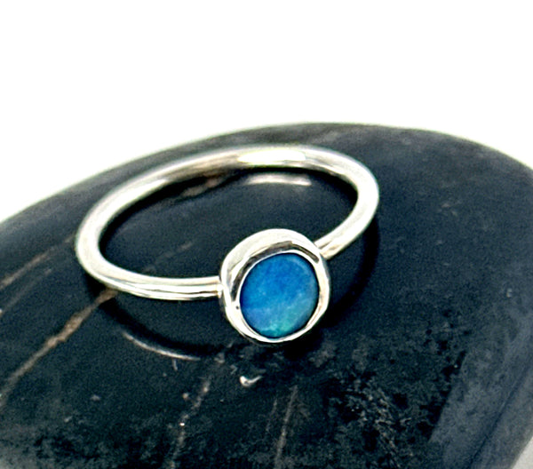 Lightning Ridge Opal Sterling Silver Ring