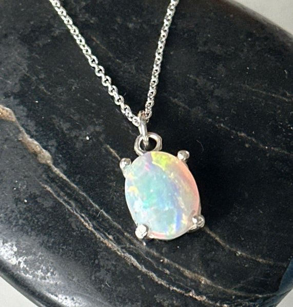 Coober Pedy Opal Sterling Silver Pendant Necklace