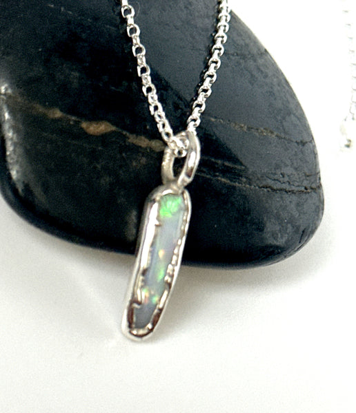 Coober Pedy Opal Silver Pendant Necklace