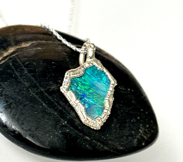 Lightning Ridge Opal Silver Pendant Necklace