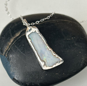 Coober Pedy Opal Silver Pendant Necklace