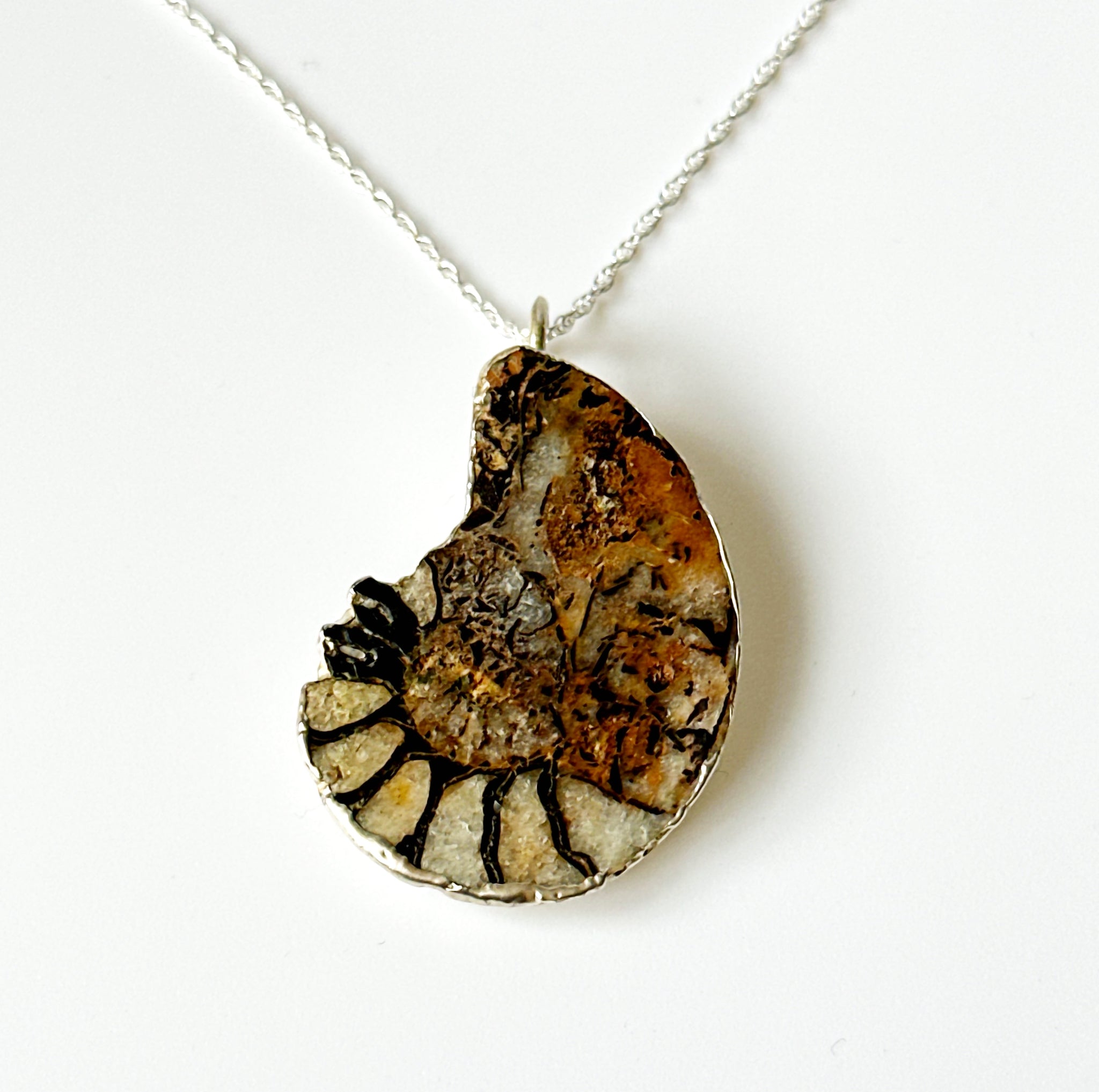 Silver Formed Ammonite Pendant Necklace