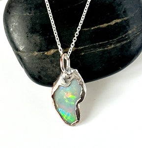 Coober Pedy Opal Silver & Copper Formed Pendant Necklace