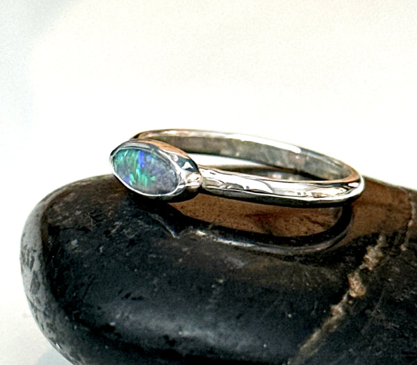 Lightning Ridge Opal Sterling Silver Ring