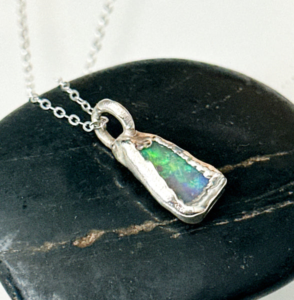Lightning Ridge Opal Silver Pendant Necklace