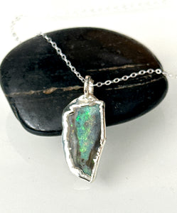 Lightning Ridge Opal Silver Pendant Necklace