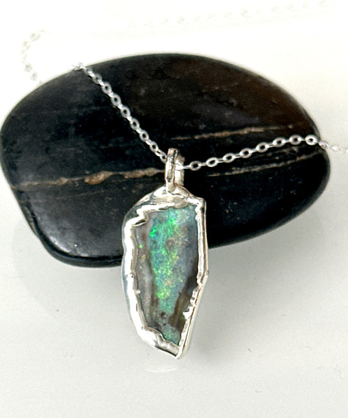 Lightning Ridge Opal Silver Pendant Necklace