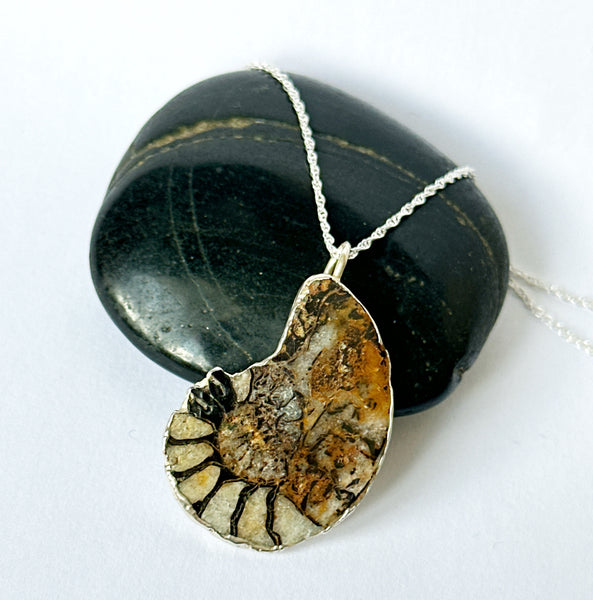 Silver Formed Ammonite Pendant Necklace