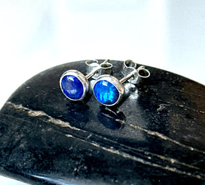 Lightning Ridge Opal Stud Sterling Silver Earrings