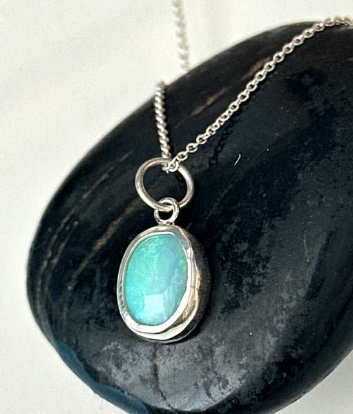 Coober Pedy Opal Sterling Silver Pendant Necklace