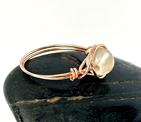 Quartz 14 Carat Rose Gold Wire Ring
