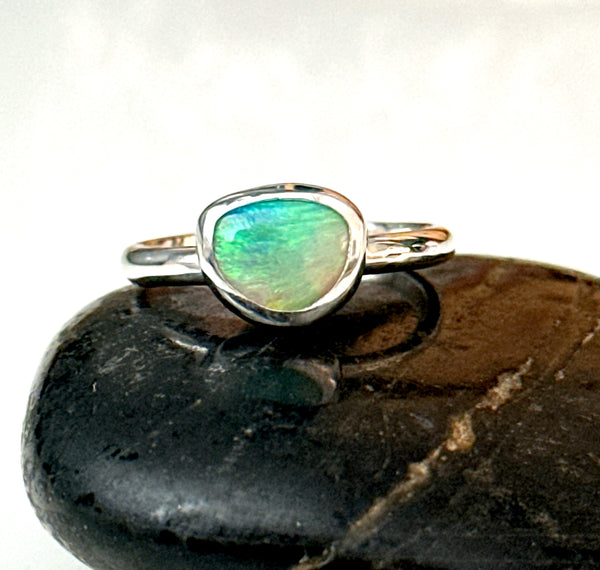 Lightning Ridge Opal Sterling Silver Ring