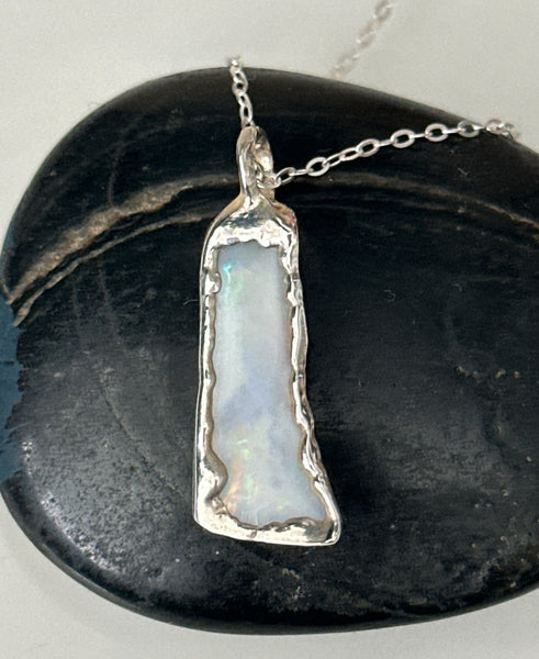 Coober Pedy Opal Silver Pendant Necklace