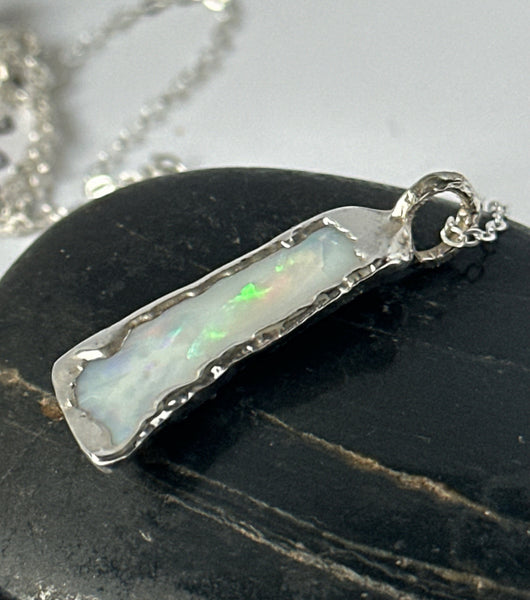 Coober Pedy Electroformed Opal Silver Pendant Necklace
