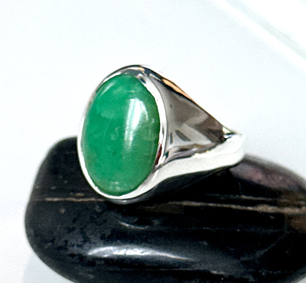Chrysoprase Sterling Silver Signet Ring