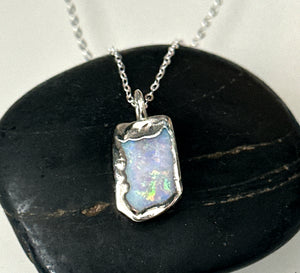 Lightning Ridge Opal Silver Pendant Necklace