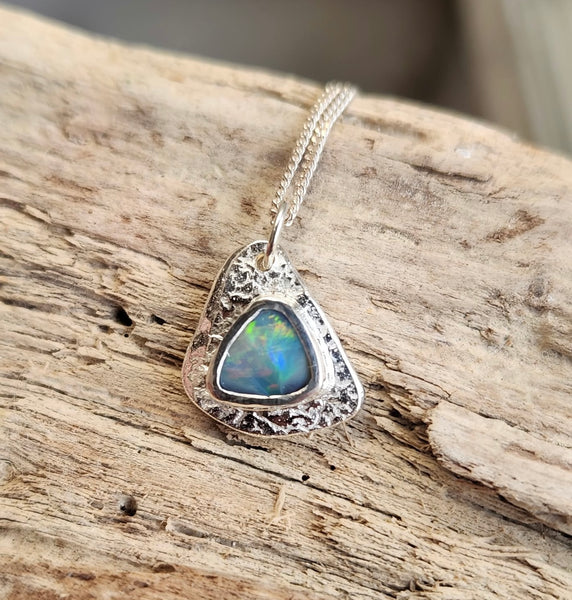 Lightning Ridge Opal Sterling Silver Pendant Necklace
