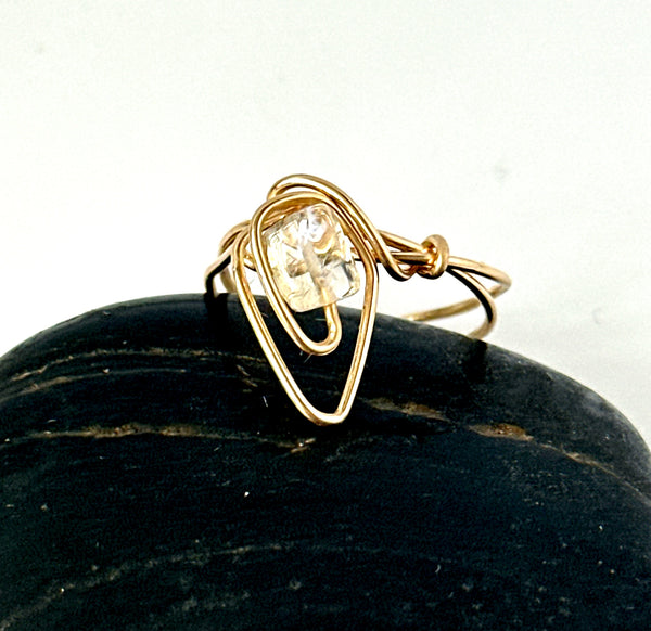 Raw Quartz 14 carat Yellow Gold Filled Wire Ring