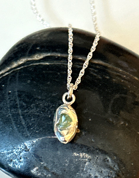Natural, Untreated Australian Sapphire Silver Pendant Necklace