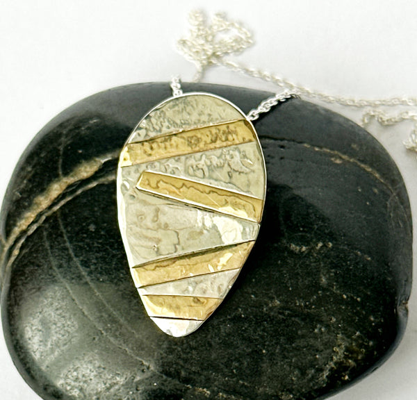 9 ct Gold & Sterling Silver Pendant Necklace