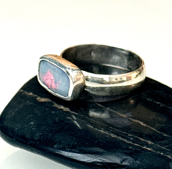 Mintabie Opal Sterling Silver Ring