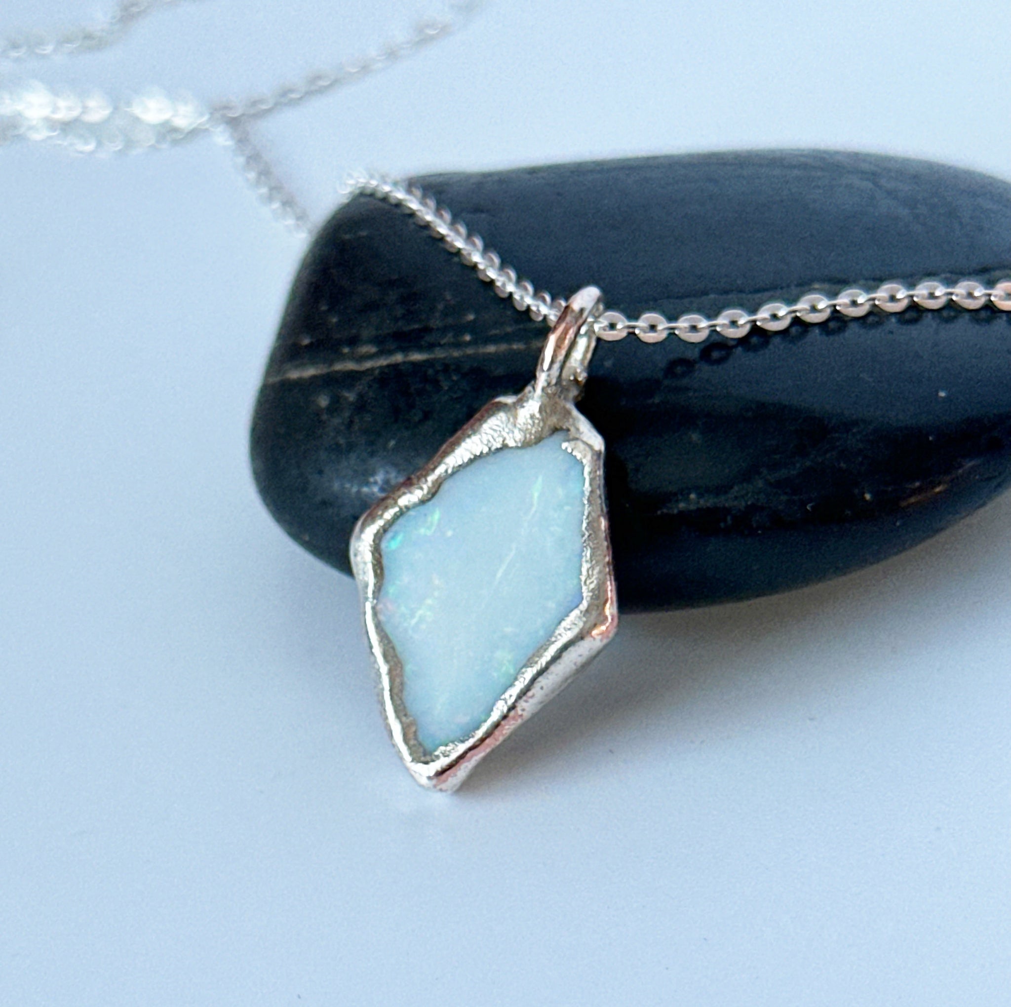 Coober Pedy Opal Silver & Copper Pendant Necklace