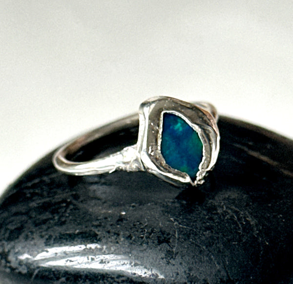 Lightning Ridge Opal Silver Ring