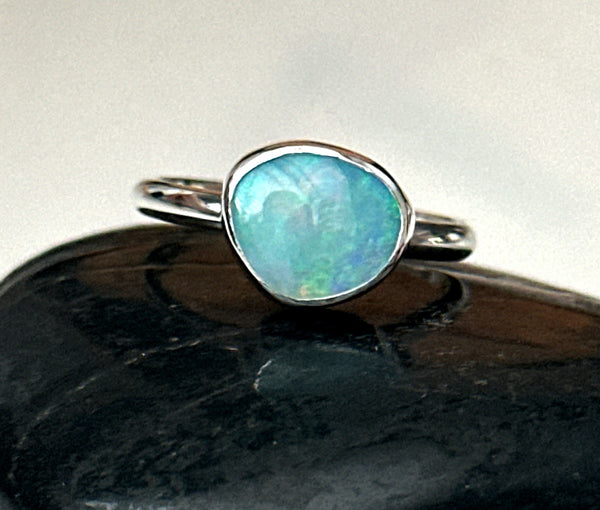 Mintabie Opal Sterling Silver Ring
