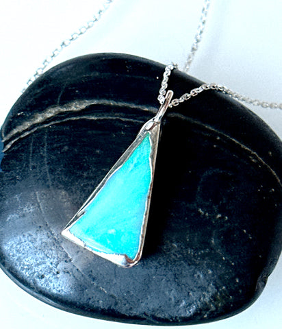 Opal Silver & Copper Formed Pendant Necklace