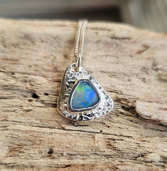 Lightning Ridge Opal Sterling Silver Pendant Necklace