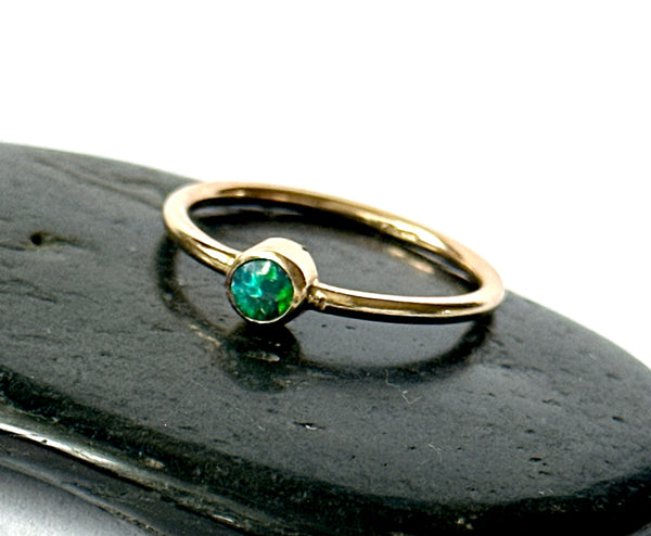 14 carat Gold Filled Black Opal Ring