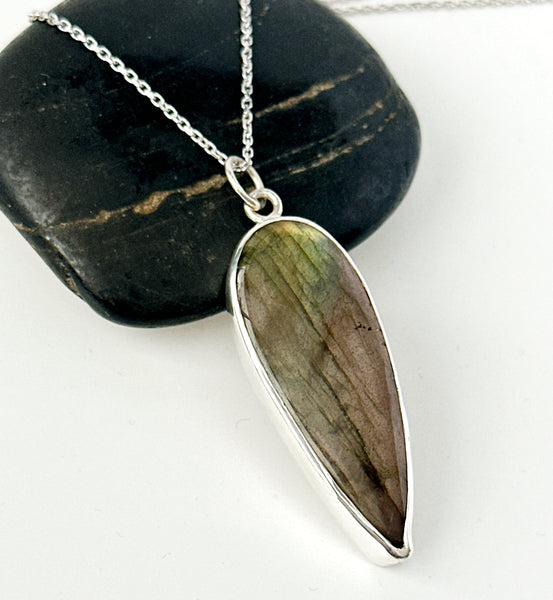 Labradorite Sterling Silver Pendant Necklace