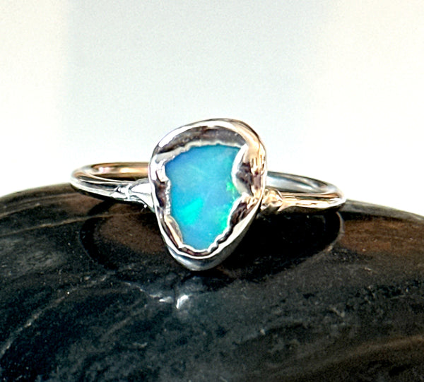 Mintabie Opal Silver Ring