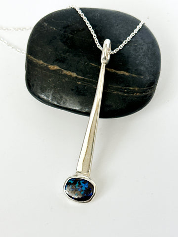 Boulder Opal Sterling Silver Pendant Necklace