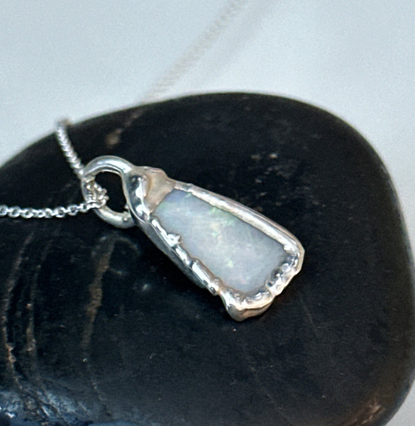 Coober Pedy Opal Silver Pendant Necklace