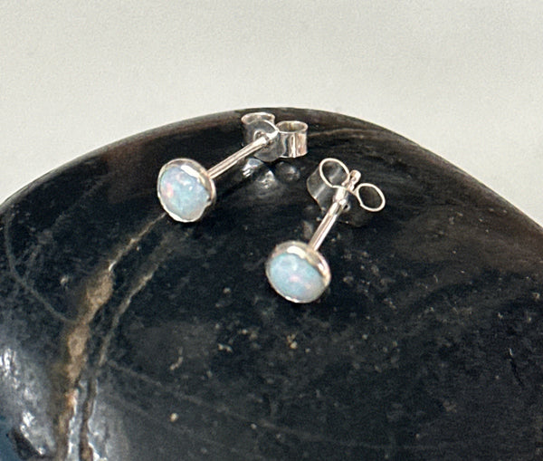 Coober Pedy Opal Silver Stud Earrings