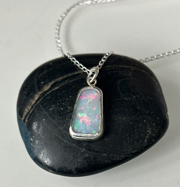Coober Pedy Opal Sterling Silver Pendant Necklace