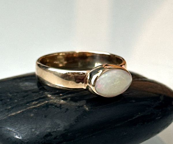 Solid Coober Pedy Opal 9 Carat Gold Ring