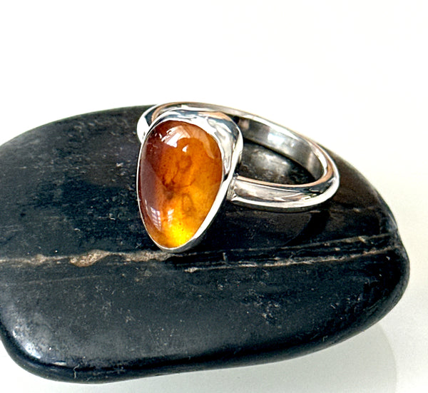 Burmese Amber Sterling Silver Ring