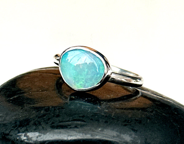 Mintabie Opal Sterling Silver Ring